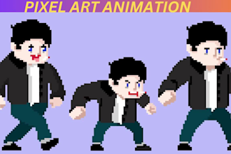 create pixel art animation,8 bit,sprite sheet, pixel art character for game art