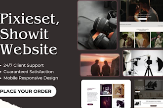 design pixieset photography website client gallery showit booking website