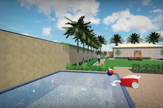 design 2d and 3d landscape, hardscape, swimming pool, patio, water feature wall