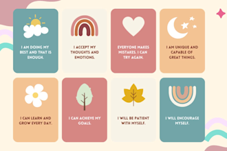 create unique affirmation cards, motivational quote cards, and printable decks