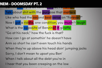 highlight your rhyme scheme and promote it on my youtube channel