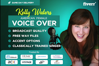 record a female animated, ai or video game voice over, today