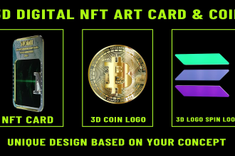 design nft card,3d nft art, access pass,coin logo, in 4k