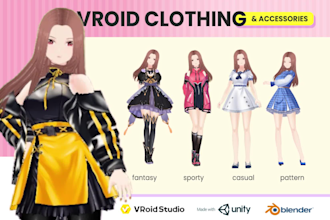 do custom vroid clothes design for your 3d vroid model