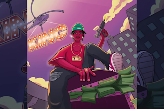 custom cartoon album cover for hip hop and rap music