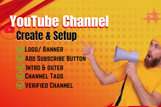 create and setup youtube channel with logo, banner, intro, and outro