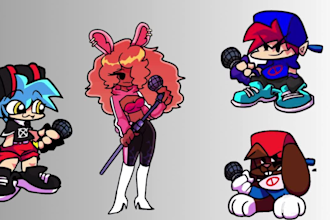 draw fnf sprite animation,sprite sheet character design,friday night funkin, mod