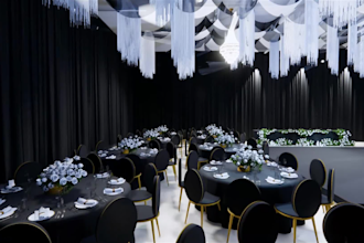 make realistic  render indoor wedding decoration
