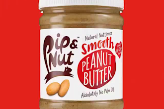 design label for food, peanut butter, honey with image 3d