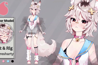 draw and rig male or female 2d vtuber model, vtuber rigging, live2d character