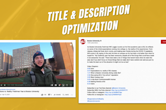 optimize youtube video SEO to get top rank, promotion, marketing, boost channel