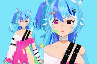 draw and rig live2d vtuber model, live 2d rigging, streaming avatar, face rig