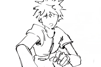 draw 2d line art animation frame by frame cover art line art