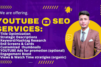 do expert youtube SEO and promotion to boost your channel
