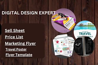 design sell sheet, price list, marketing flyer, travel poster, flyer template
