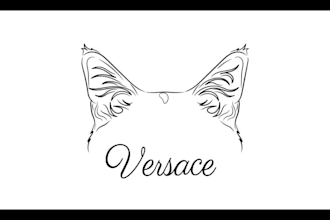 draw line art tattoo of pet ears, cat, dog head outline