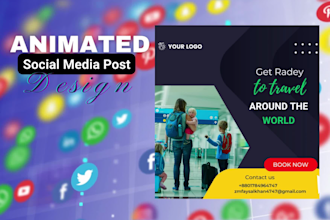 create travel, agency animated post video