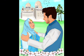 create stunning digital protraits couple protraits and family illustrations