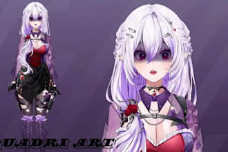 draw and rig live 2d vtuber model 2d vtuber model 2d anime vtuber commission
