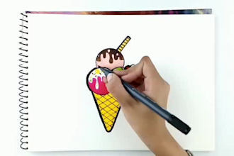 make video drawing tutorial for kid with cute characters