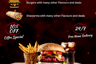 design attractive food menu, flyer, or brochure in 1h
