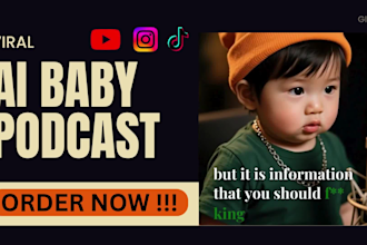 create viral ai baby podcast video for tiktok youtube and instagram