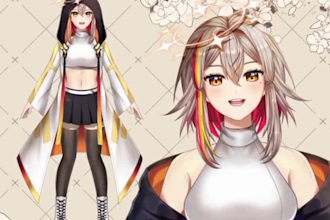 design vtuber model, live2d rigging, anime illustration and expressions