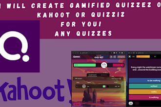 create kahoot, quizzes, trivia, tests, mcqs, questions, jotform, etc