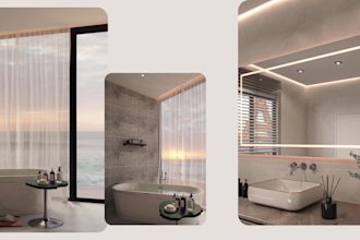 design realistic 3d bathroom and render