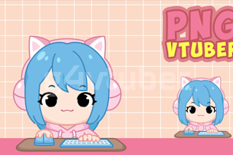 custom cute pngtuber avatar or giftuber for vtuber streamer