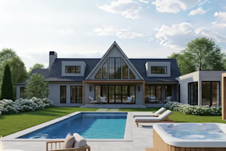 do landscape design, garden, terrace, patio, pool, deck, 3d backyard rendering
