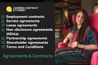 be your lawyer to write legal contract, legal agreement, letters, privacy policy