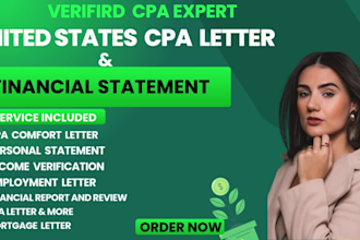 prepare CPA certified financial statement  sign CPA letter  US CPA audit comfort