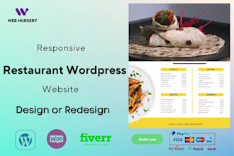 design or customization wordpress restaurant website