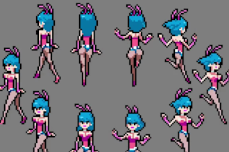 draw 2d sprite sheet character pixel art 2d sprite animation for game assets