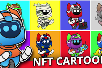 draw nft crypto art with mascot cartoon character