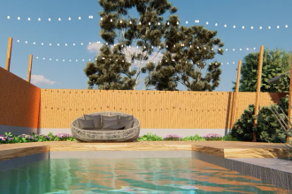 do backyard landscape design, pool and garden patio