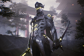 create cinematic render with hard surface mecha or sci fi model
