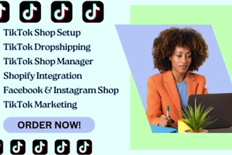 setup, manage, promote tiktok shop, tiktok marketing, facebook shop, shopify