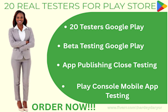 provide 12 app testers or 20 testers for google play closed testing app review