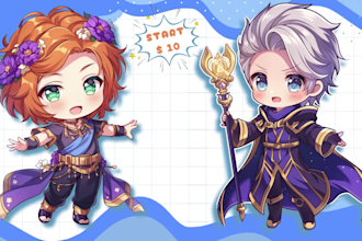 draw a cute chibi anime style just for you, couple, vtuber, oc, personal avatar