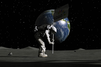 make moon flag astronaut and alien ufo logo animation