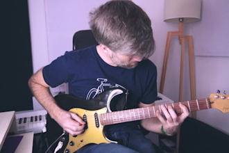 record and create electric guitar rock riffs and solos