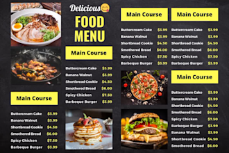 design modern menu restaurant menu, digital menu