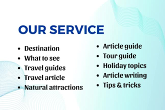 write an engaging travel guide and seo article writer