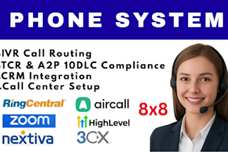 setup ringcentral aircall 8x8 vonage dialpad 3cx ghl voip IVR a2p 10dlc quo pbx