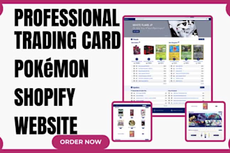 design professional pokemon, trading card, tcg store, card game shopify website