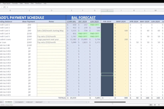 provide an automated debt payoff template with forecasting
