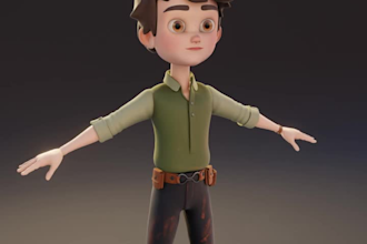 3d game character modeling, cute character for animation, cartoon rendering film
