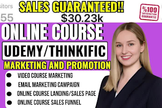 boost enrollment online course promotion, thinkific udemy course marketing sales